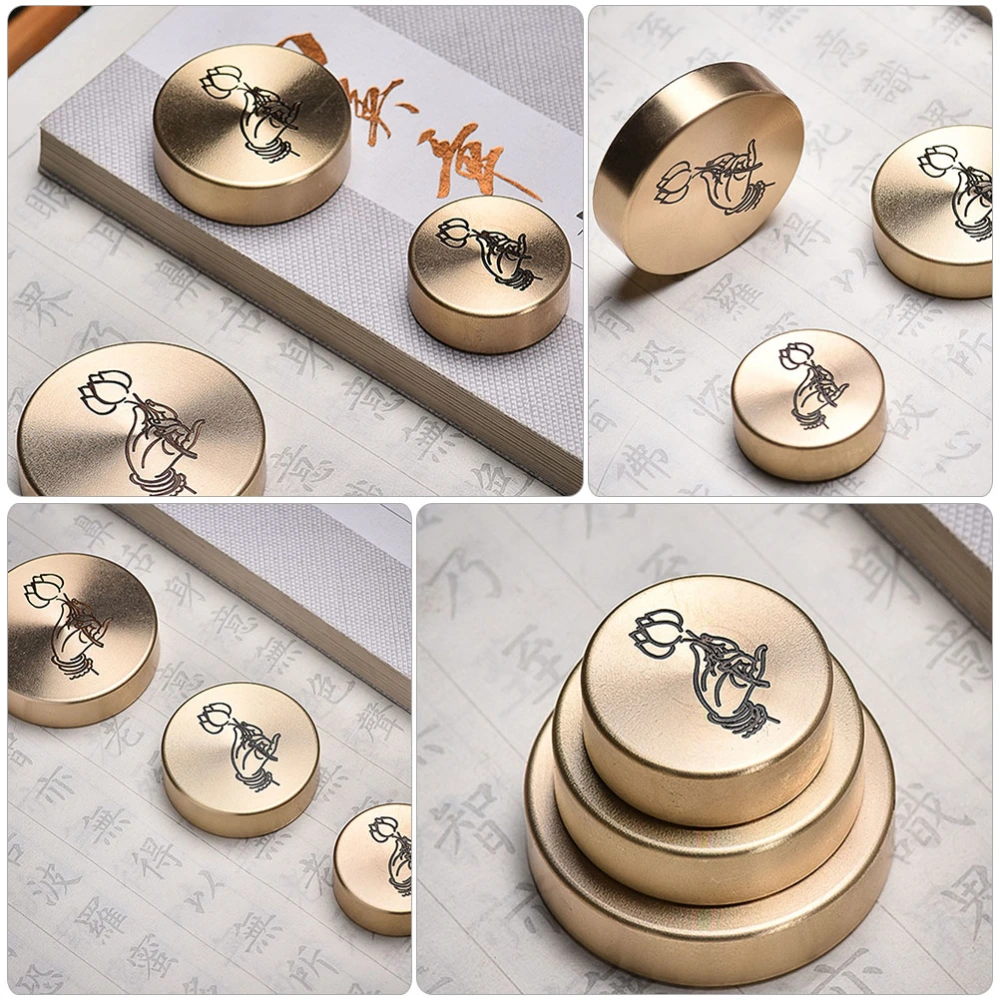 Copper Paperweight Round Paperweight Chinese Calligraphy Supply Calligraphy Practicing Paperweight