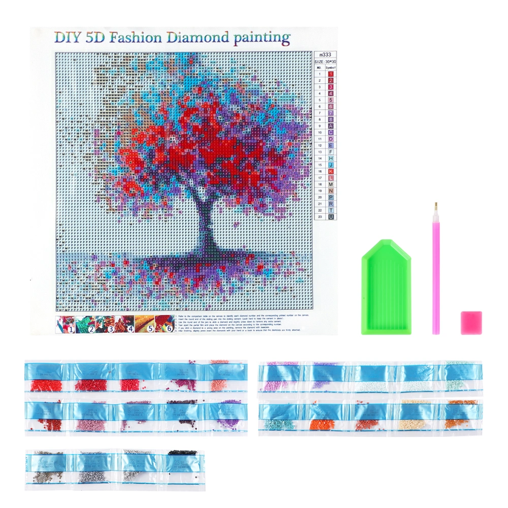 VOSAREA Diamond Colorful Tree Pattern Painting by Diamond Cross Stitch Kit Wall Decor Home Ornaments