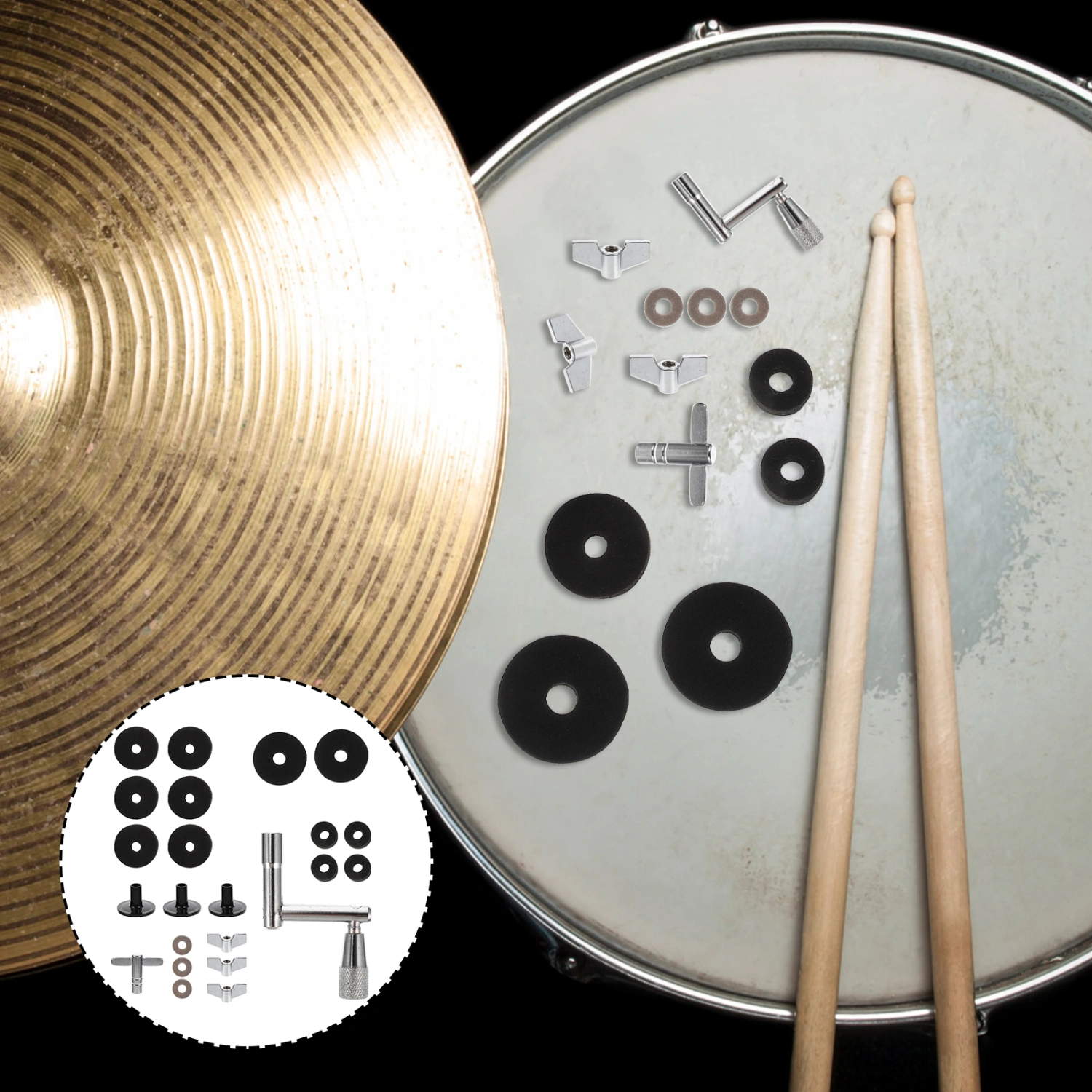 1 set of Professional Drum Cymbal Felt Pads Set Drum Supplies Drum Set Cushions