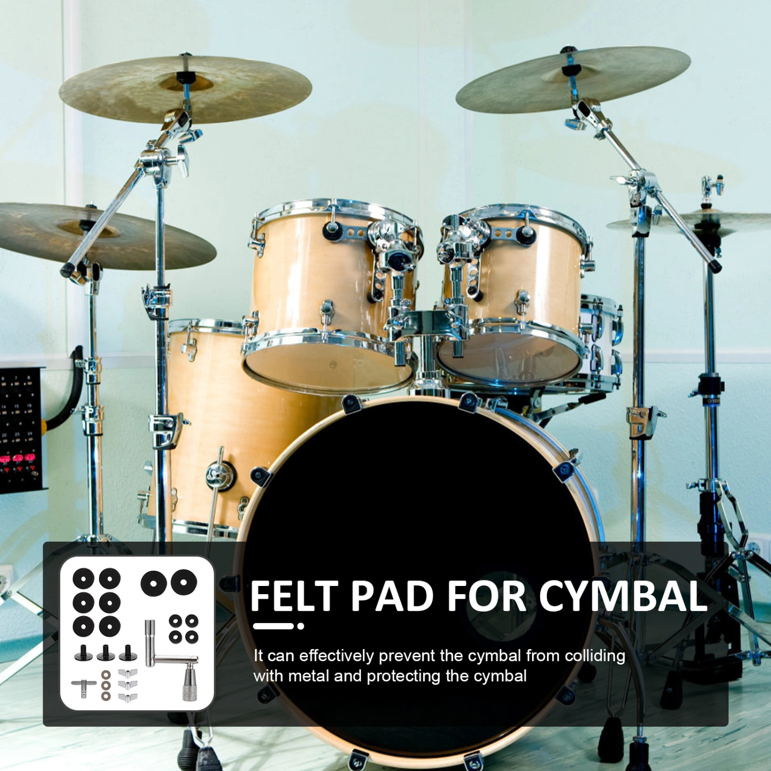1 set of Professional Drum Cymbal Felt Pads Set Drum Supplies Drum Set Cushions