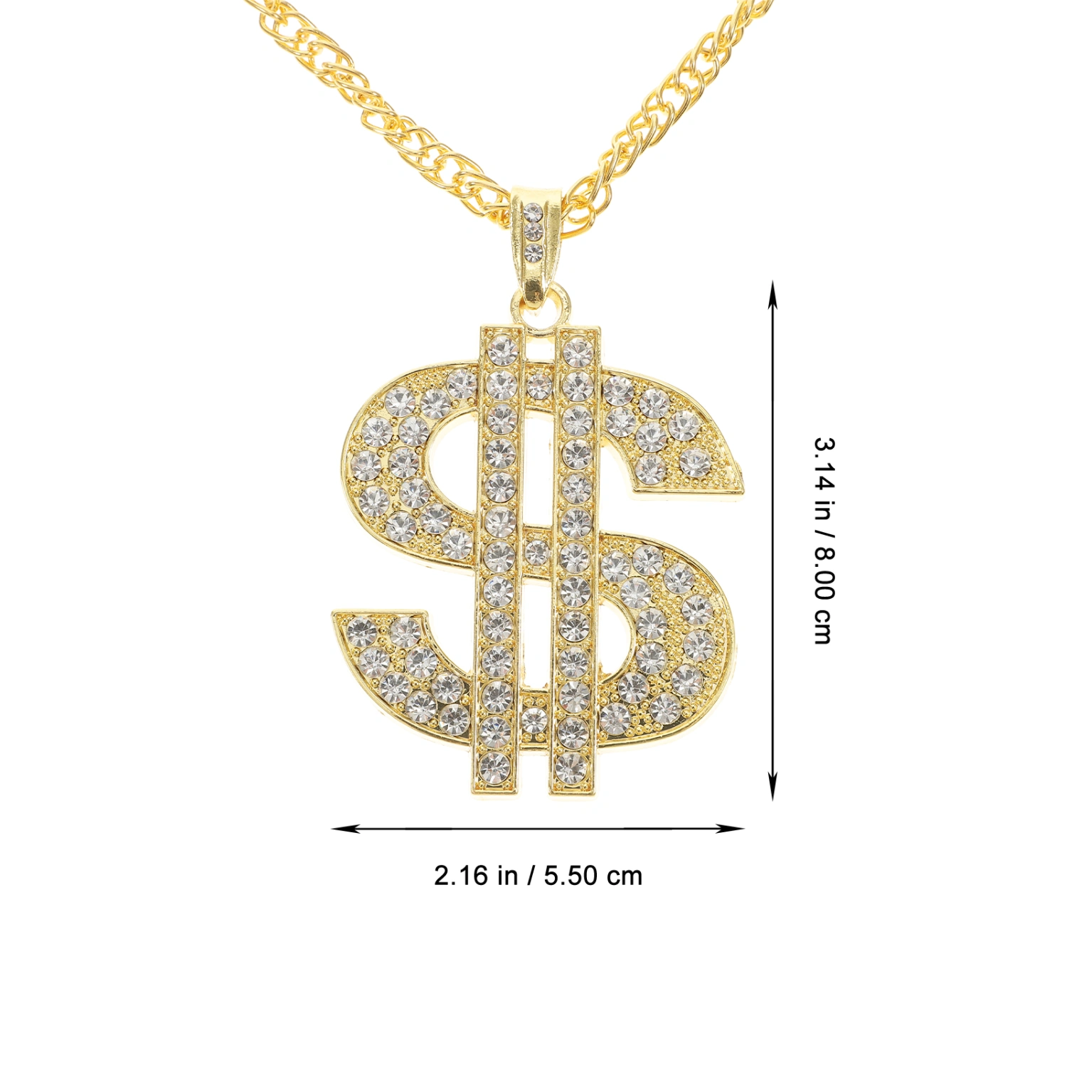 3Pcs Dollar Ring Necklace Punk Style Finger Ring Neck Chain Hip Hop Costume