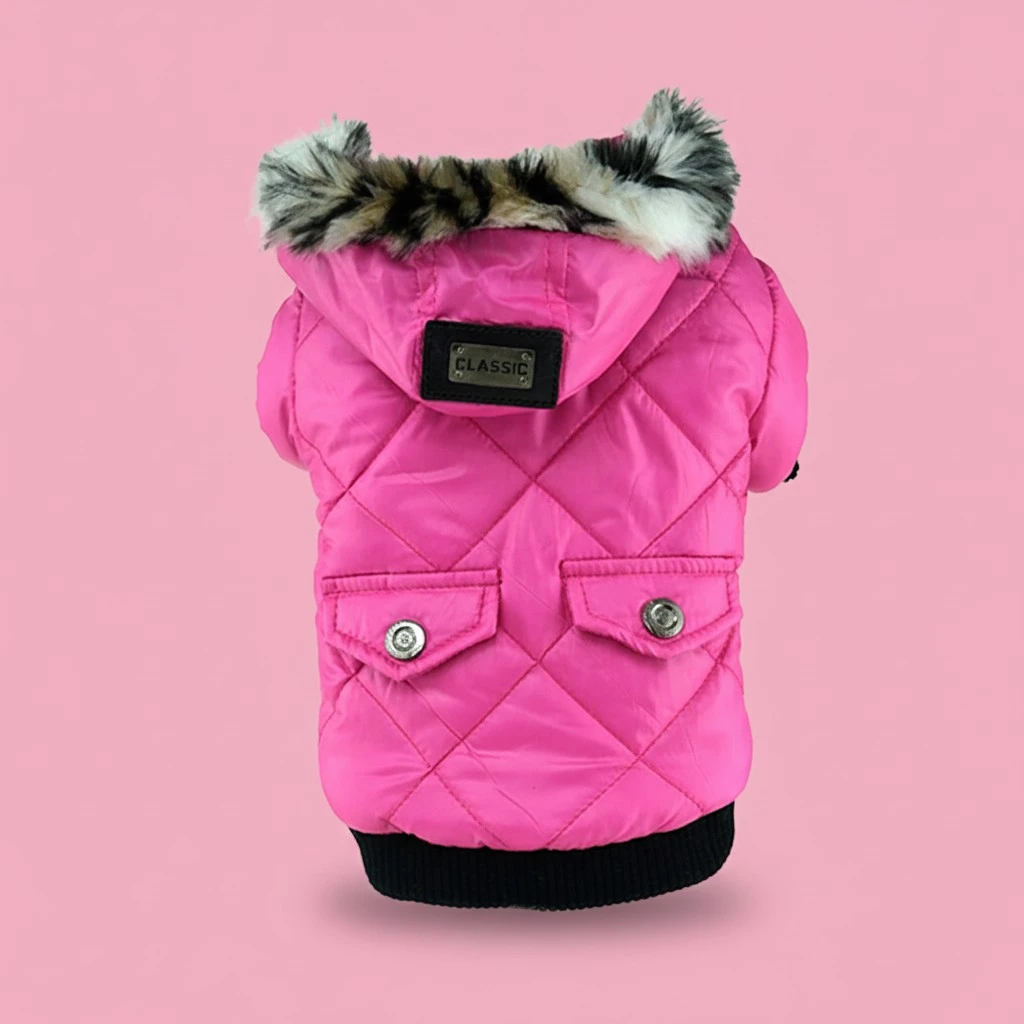 Pet Dog Coat Autumn Winter Pet Keep Warm Clothing Pet Puppy Apparel (Rosy, Size S)