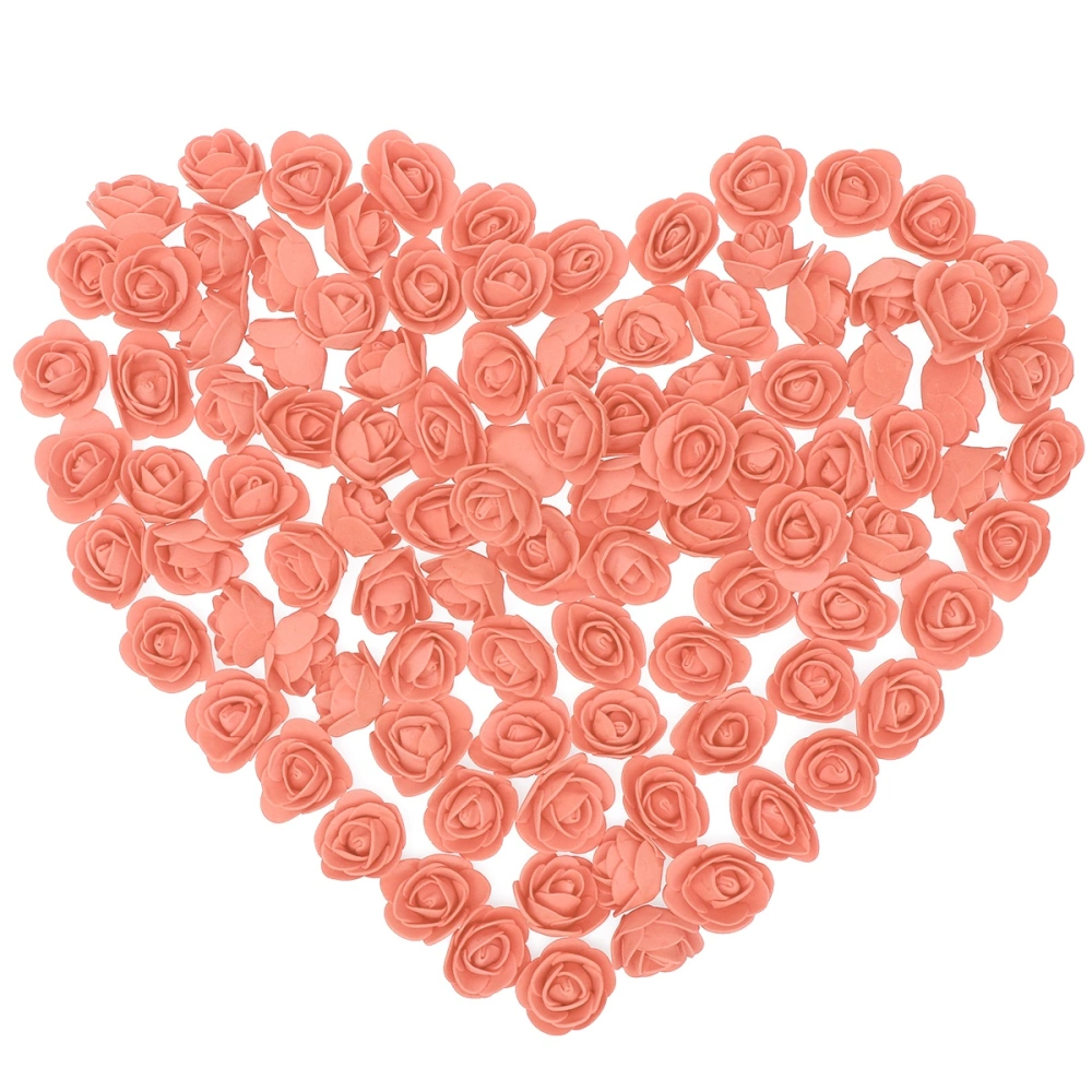 100pcs 3.5cm Artificial Rose Head for DIY Bouquets Wedding Party Home Decoration (Orange)