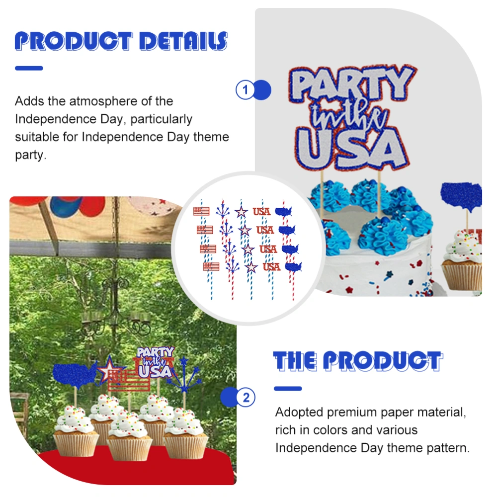 20pcs Decorative 4th of July Straws Independence Day Drinking Straws Paper Straws