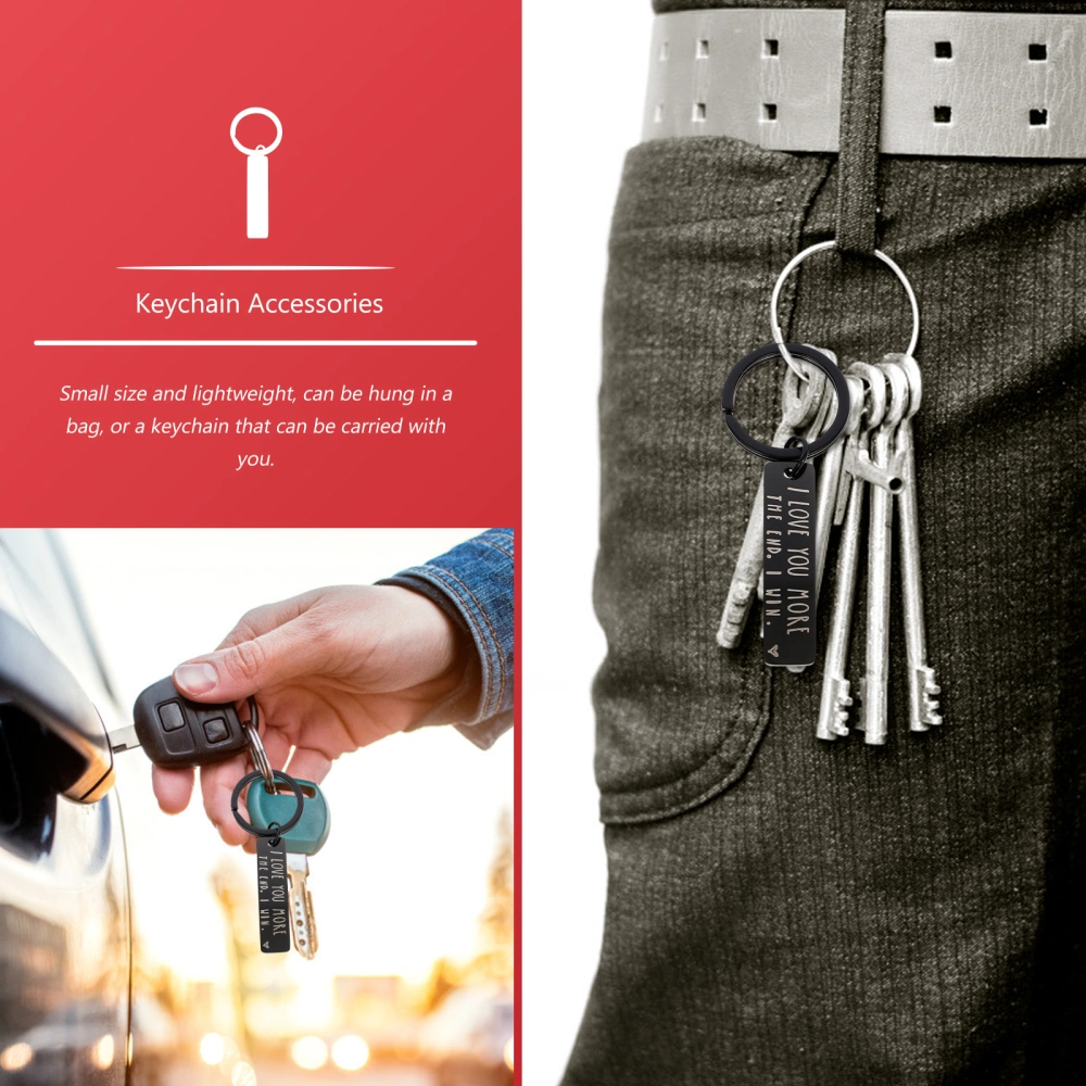 Stainless Steel Key Ring Couple Keychain I Love You More Keychain Bag Hanging Decor