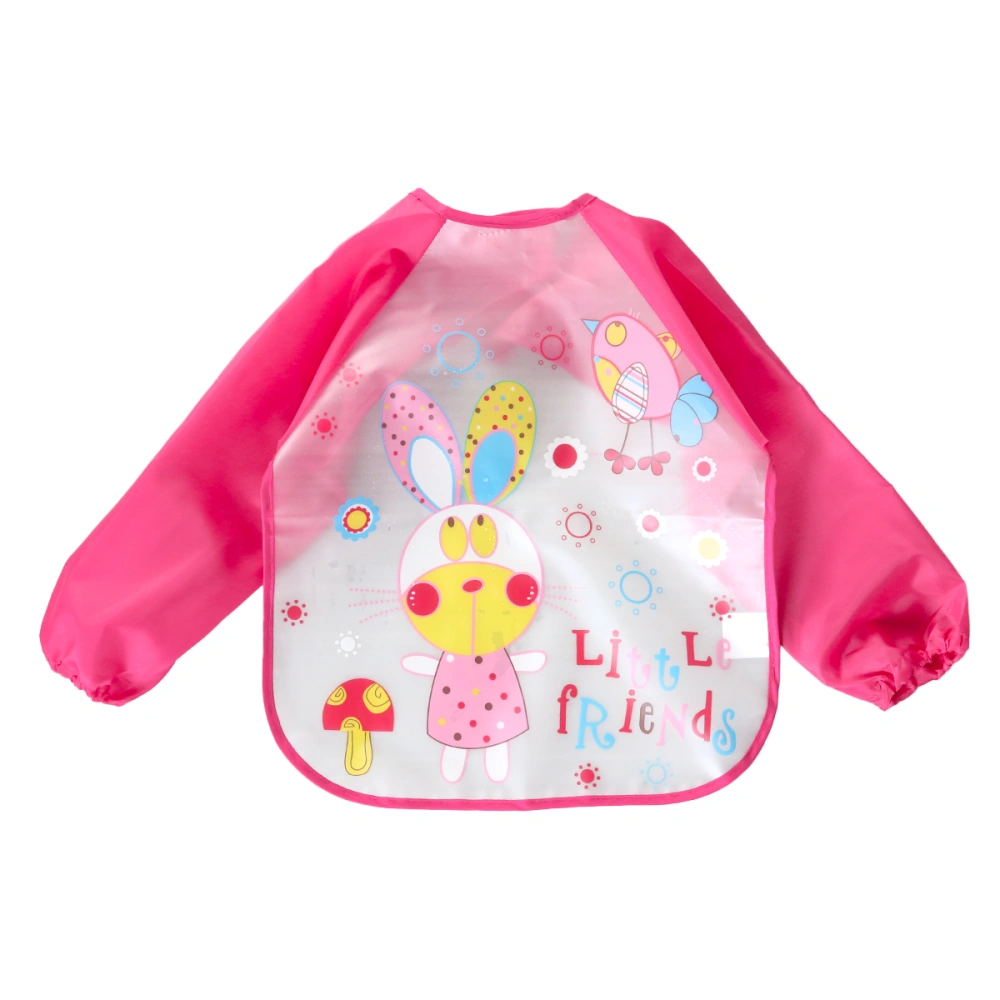 Sleeved Bib Beautiful Waterproof Bib Smock Washable Painting Clothes for Baby Infant Newborn (Hare Pattern)