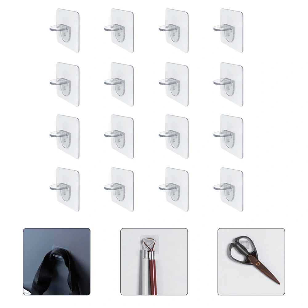 16pcs Wardrobe Support Pegs Seamless Brackets for Home Clapboard Sticker Hooks