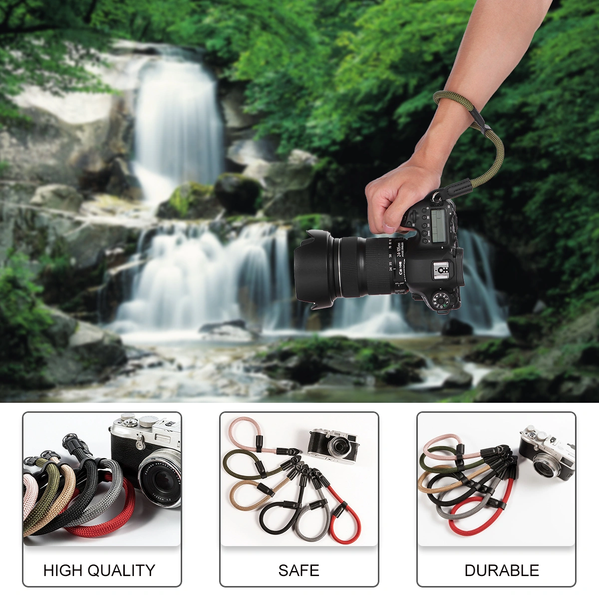 2pcs Multi-function Lanyard Universal Camera Wrist Strap Hand Wristband Rope