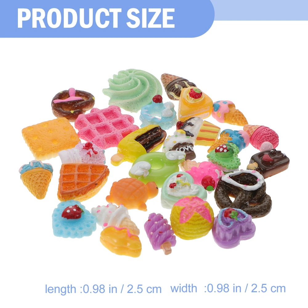 30Pcs Resin Donut Ice Cream Flatback Charm Accessories for Scrapbook Phone Case