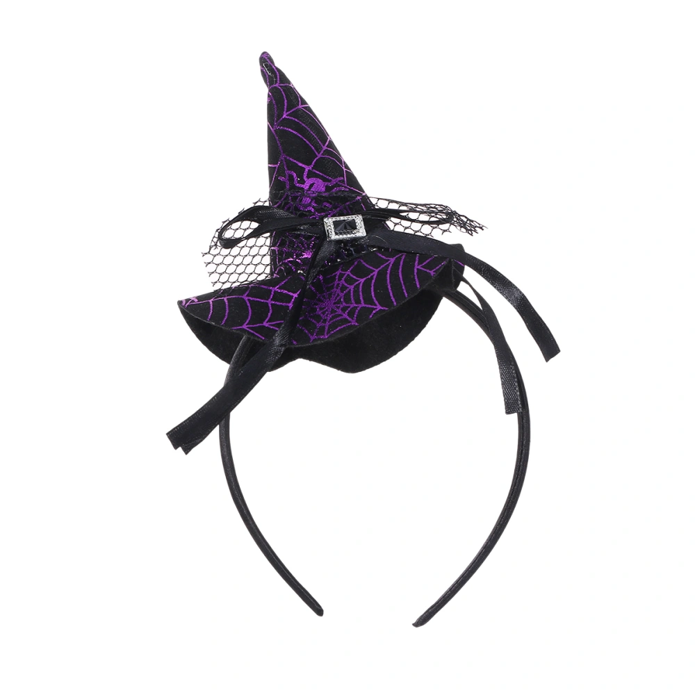 Witch Pointed Hat Headband Halloween Headband Decoration Performance Witch Headband Purple Spider Web Pointed Hair Band