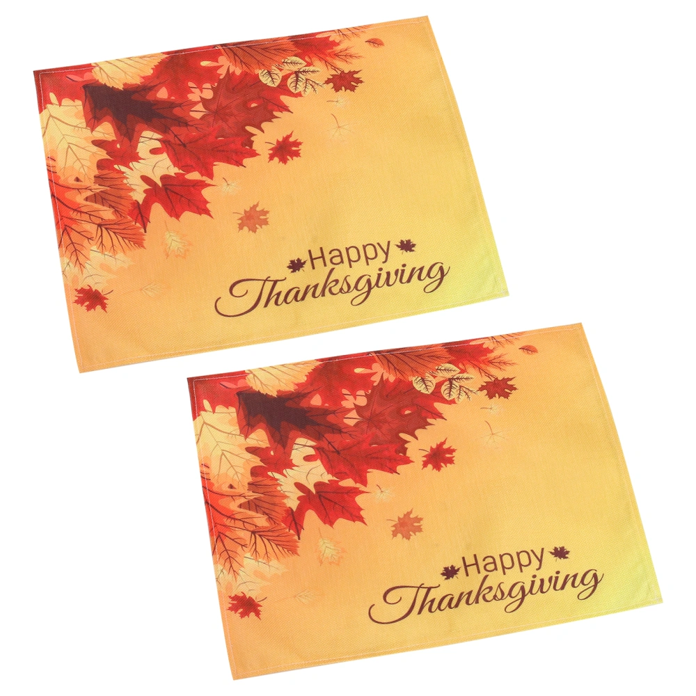 2pcs Thanksgiving Linen Placemats Creative Tabletop Coasters Table Mat Decor