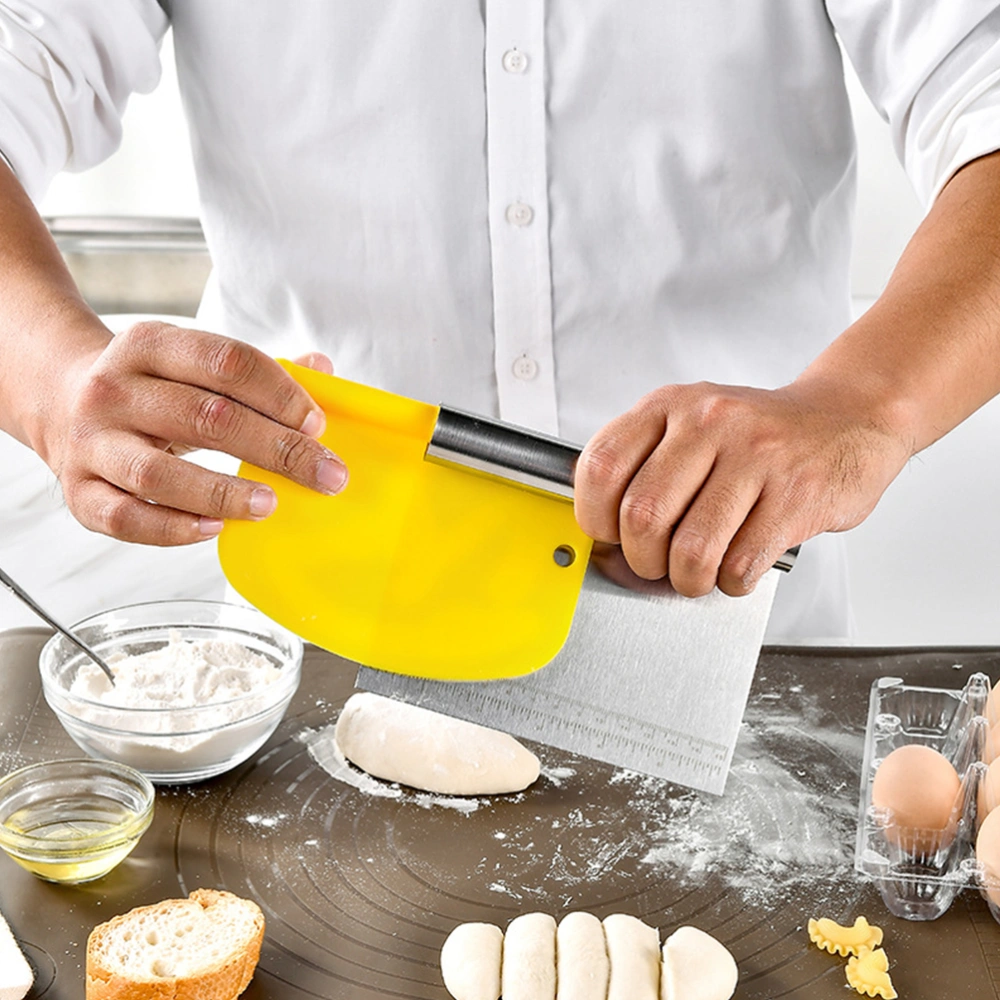 1 Set of Dough Cutter with Scale Baking Scrapers Multipurpose Food Scrapers For Bread