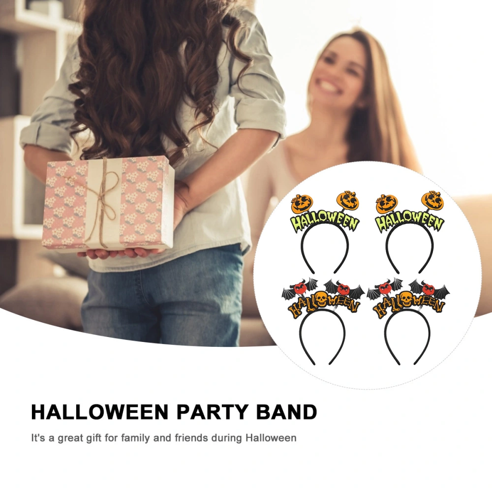 4PCS Halloween Party Headbands Pumpkin Devil Shape Hair Hoops Hair Accessory