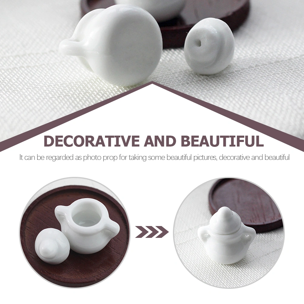3Pcs Mini Sugar Bowl Model Imitation Ceramic Pot Simulation Storage Jar (White)