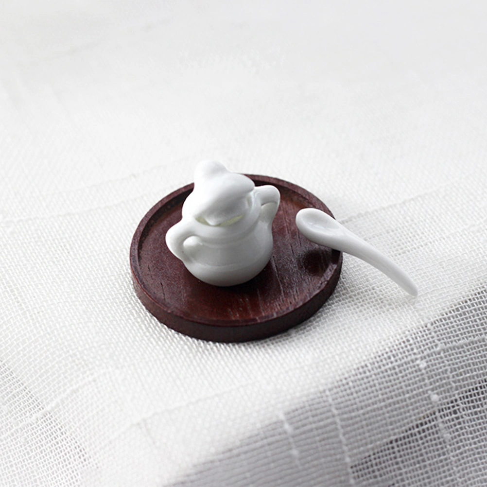 3Pcs Mini Sugar Bowl Model Imitation Ceramic Pot Simulation Storage Jar (White)