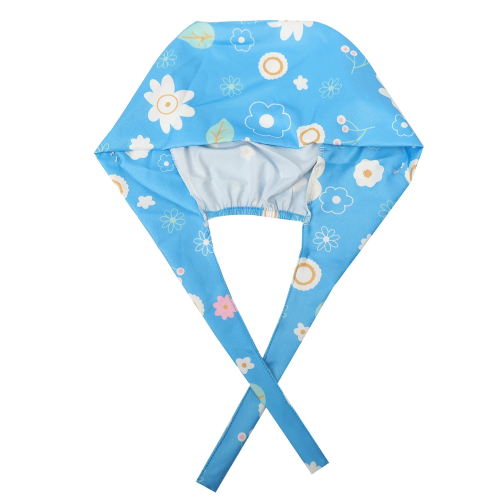 Printed   Hat Strap Fashion Dust-proof Working Hat Creative Protective Headwear Cotton Working Protection Accessory for Home Outdoor (Sky-blue, Chrysanthemum)