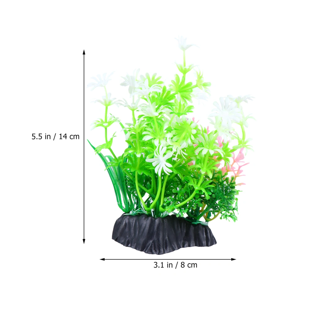 3pcs Lifelike Plastic Water Grass Simulated Aquatic Landscape Miniature Plant Water Plants Ornament with Base for Fish Tank Aquarium DIY 