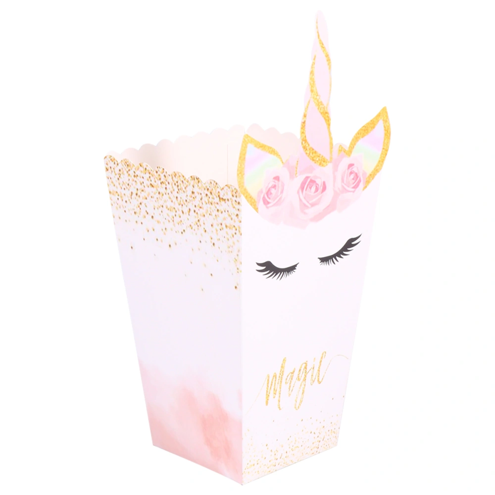 12pcs Unicorn Popcorn Boxes Printing Papers Popcorn Holders Funny Storage Boxes for Store