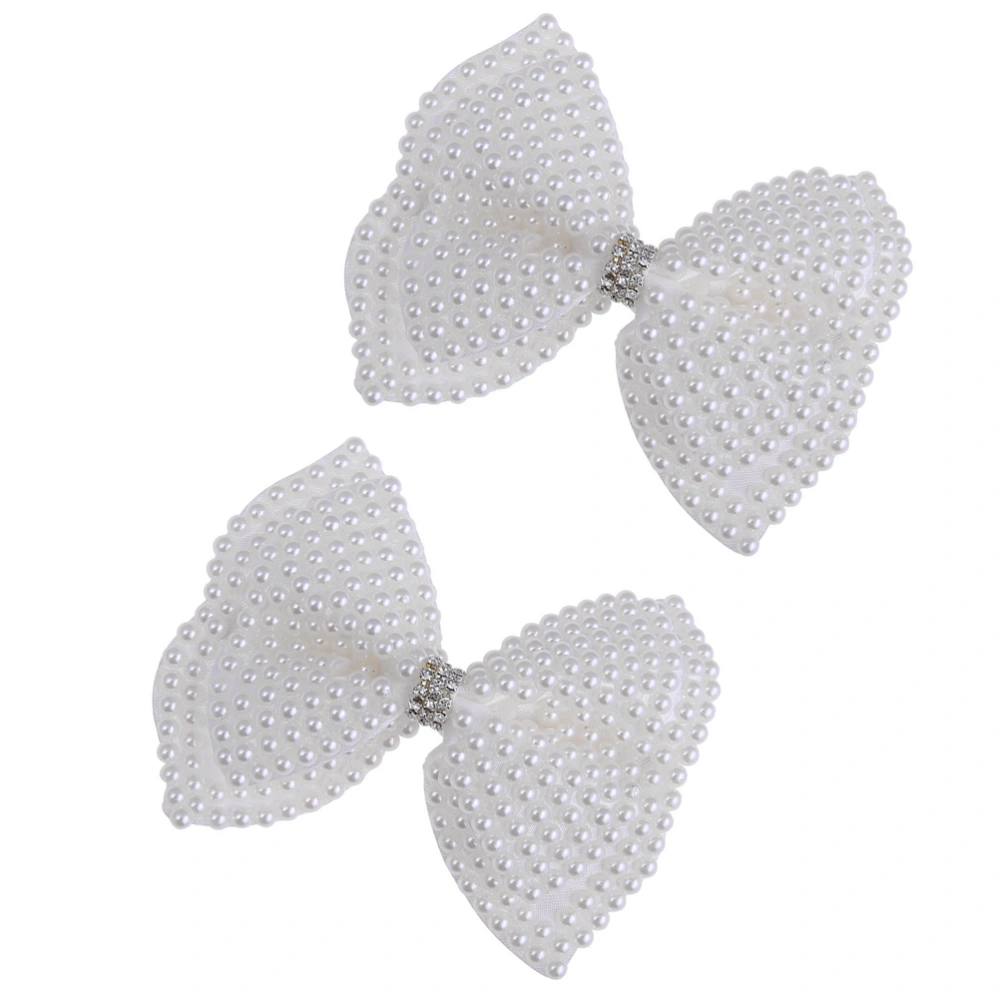 2pcs Large Bowknot Hair Clips Elegant Manmade Pearl Inlay Hair Barrettes for Girls