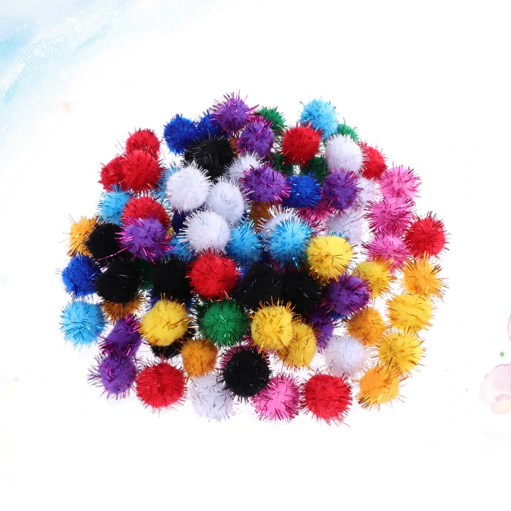 1000pcs in 1 Pack 1.5CM Colorful Pompon Christmas DIY Handmade Material Glitter Plush Ball DIY Craft Accessories Fluffy Balls Prop (Assorted Color)