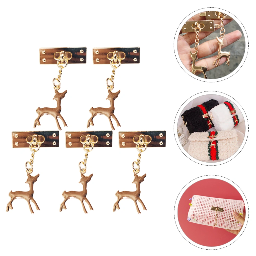 5pcs Purse Lock Buckle DIY Craft Deer Shaped Pendant Handbag Decorative Buckle