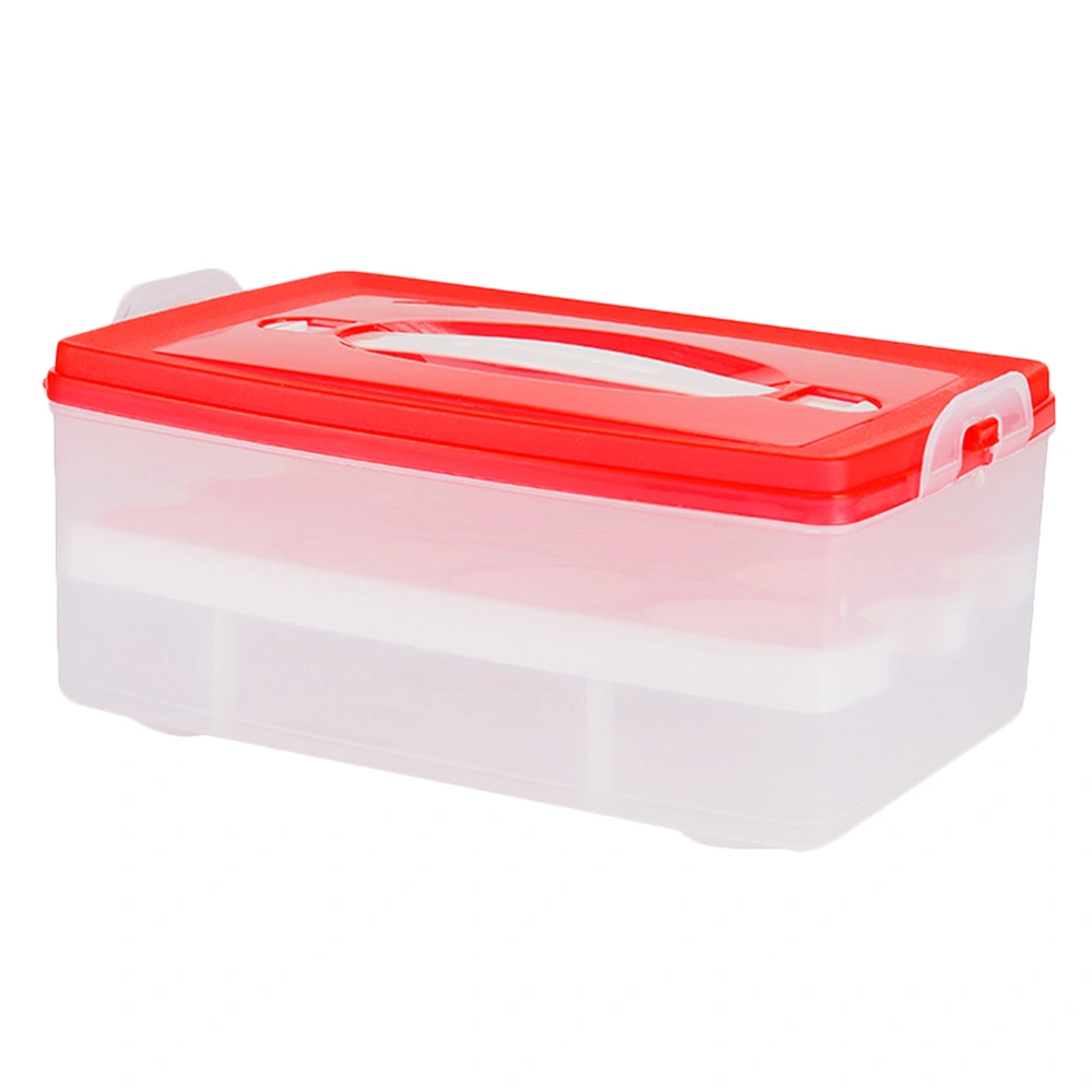 1PC Two Layers 24 Grids Egg Storage Box Plastic Egg Tray Container Portable Crisper Organizer with Lid for Home Kitchen Refrigerator (Random Color)