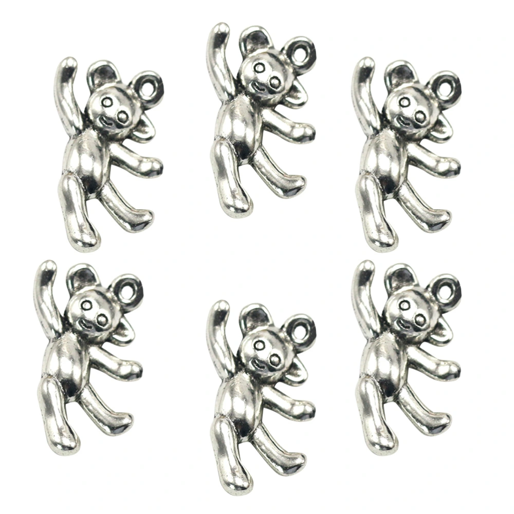 20pcs Alloy Bear Pendant Charms DIY Jewelry Making Accessories for Necklace Bracelet (Antique Silver)