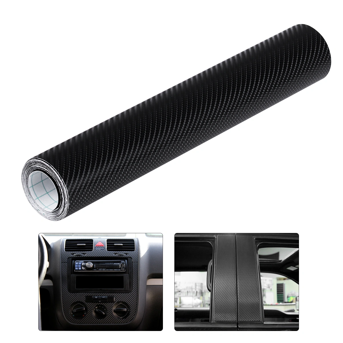WINOMO 4D Carbon Fiber Wrap Roll DIY Sticker for Car Auto Vehicle Decor 30x300cm (Black)