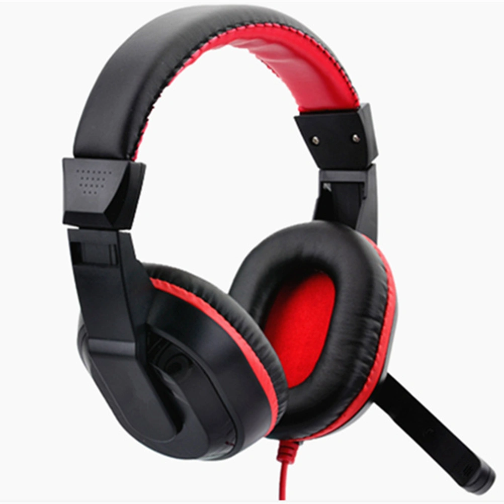 Adjustable Headphone Game Headphones Stereo Headset Noise-canceling Stereo with Mic Wired for PC Laptop (Red)