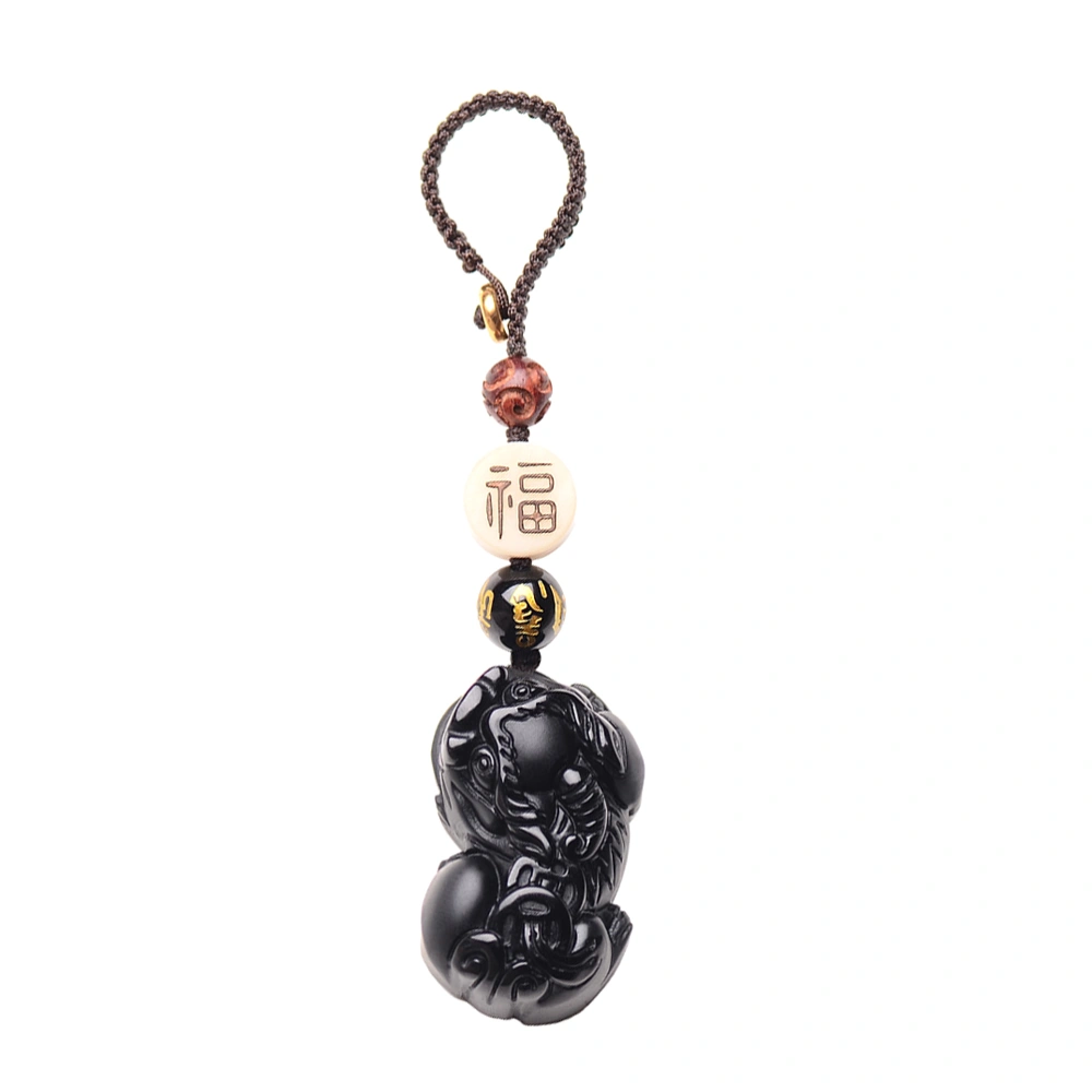 1pc Car Key Pendant Chinese Style Stone Pi Xiu Feng Shui Hanging Ornament Key Chain Bag Pendant Random Rope Style