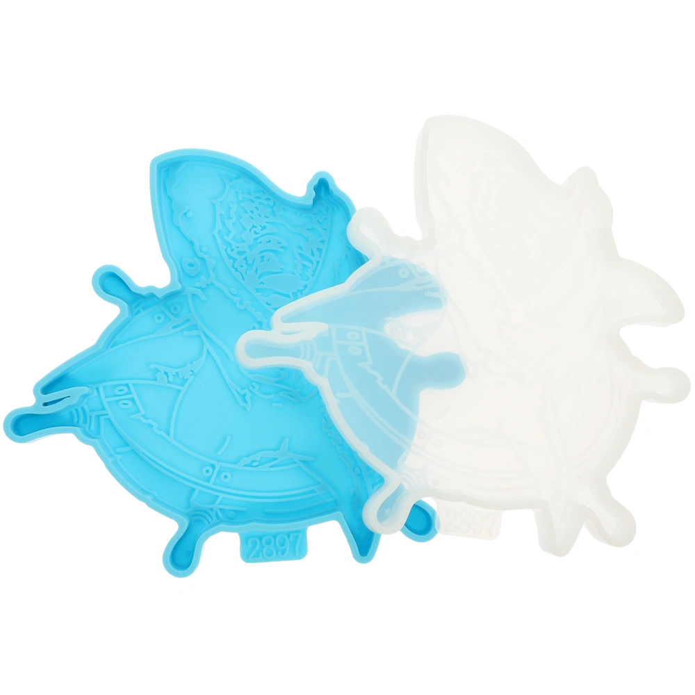 2Pcs Coaster Mold Non-stick Silicone Resin Cup Mats Mould Shark Epoxy Casting Mould