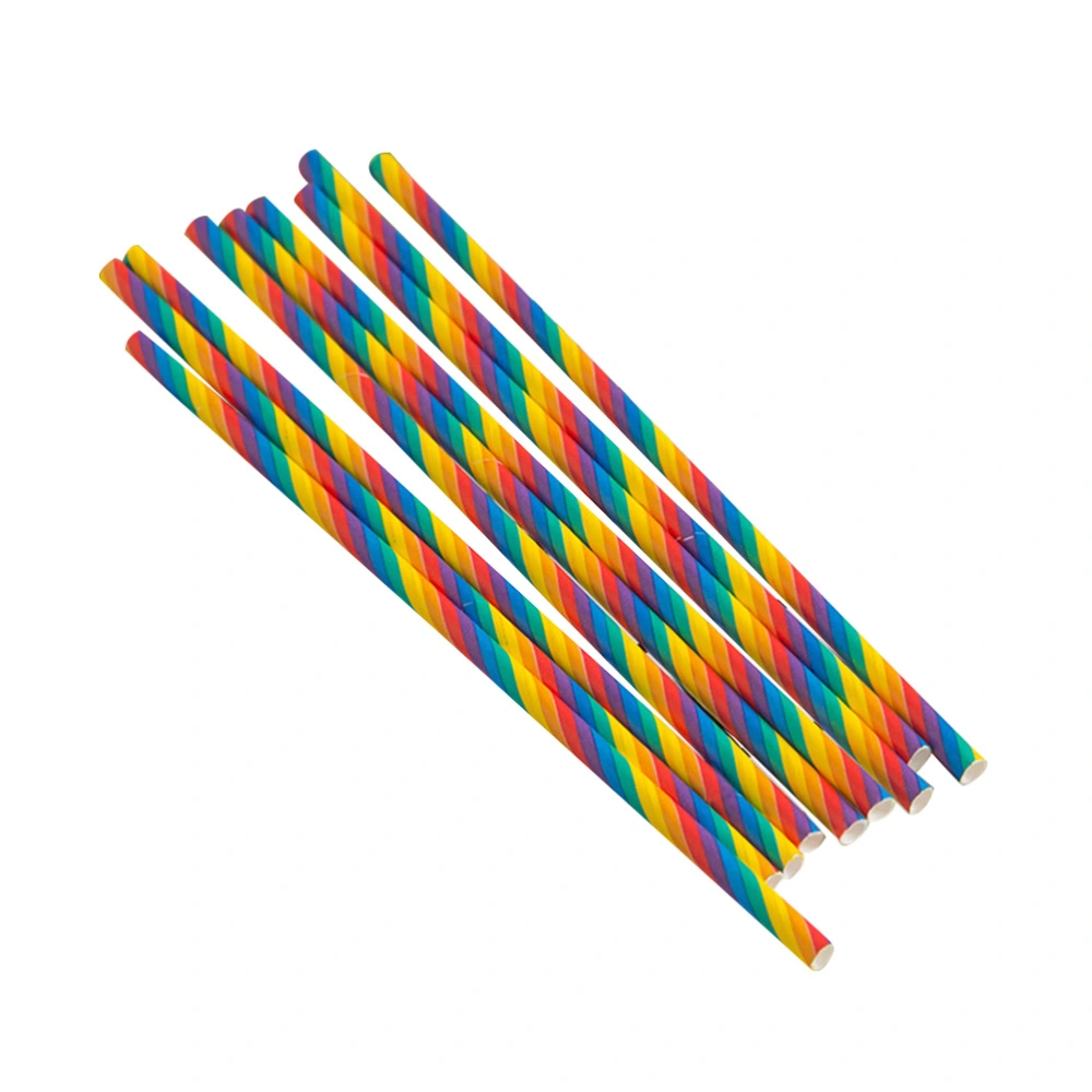 100pcs Disposable Paper Straws Eco-friendly Degradable Drinking Straws Rainbow Color Paper Pipettes Party Decoration Supplies