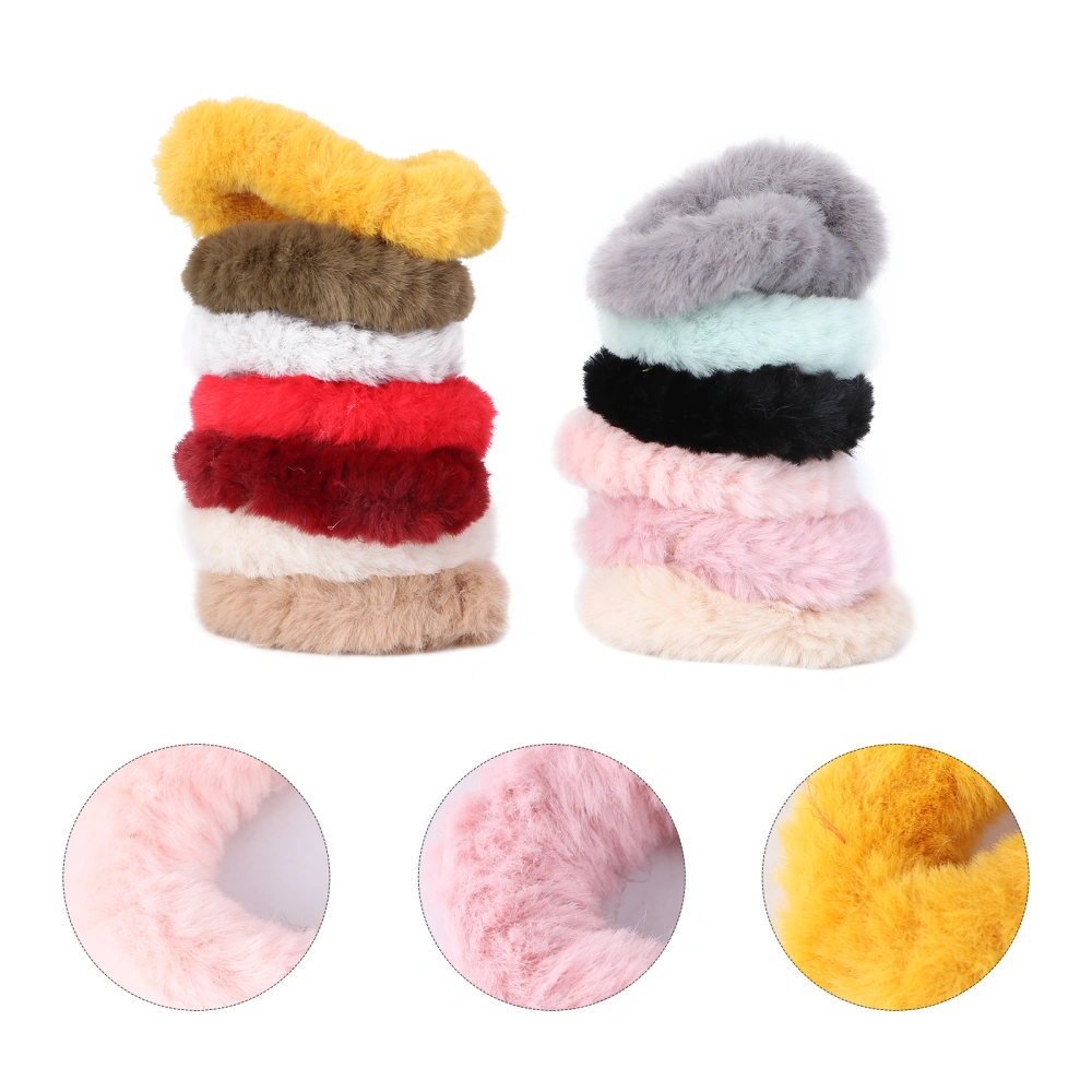 13Pcs Plush Hair Ties Cloth Hair Ring Fashion Hair Band Ponytail Holder for Decoration Size M