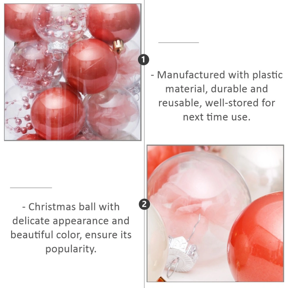 30pcs Christmas Tree Pendant Transparent Hanging Ball Ornament Assorted Color