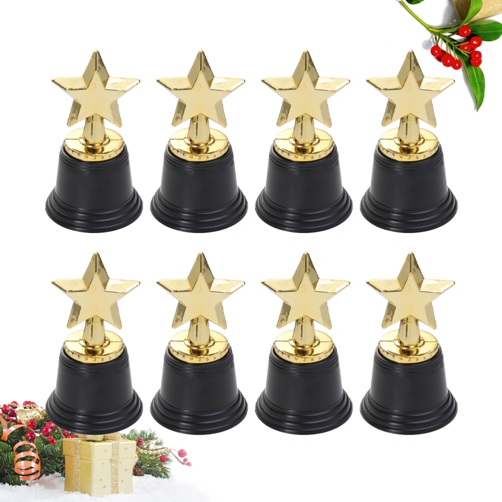 8PCS Plastic Star Trophy Reward Award Prizes for Party Celebrations Ceremony Appreciation Gift Awards (Golden)