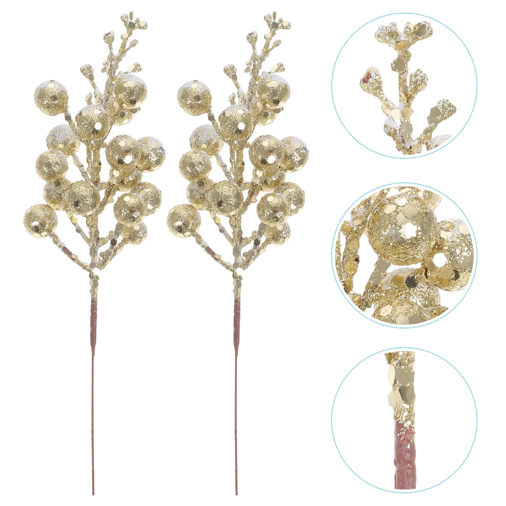 10Pcs Artificial Berry Stems Glitter Fake Berry Branch for Christmas Tree Wreath Decorations