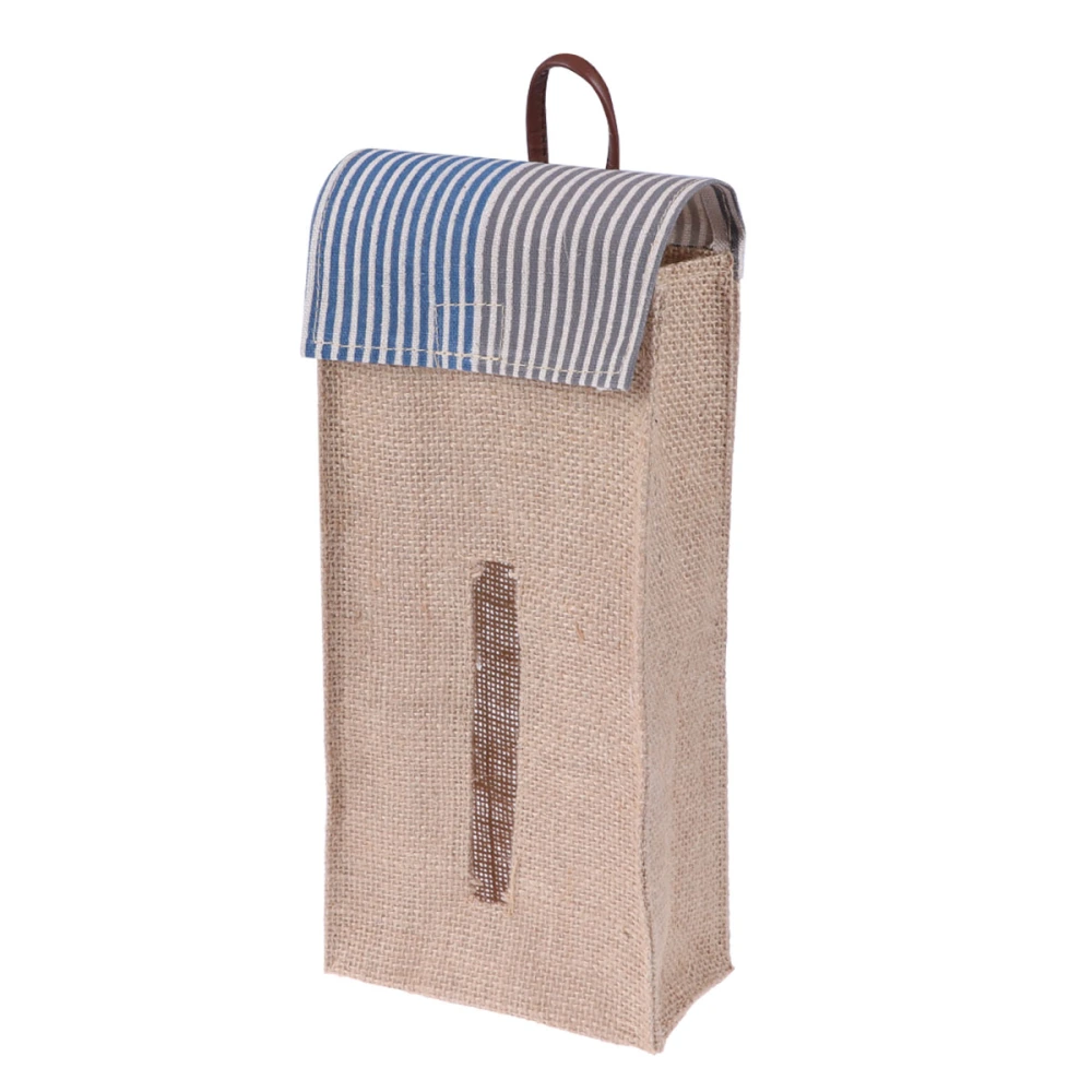 Tissue Box Door Back Hanging Multi-purpose Jute Cotton and Linen Tissue Towel Bag for Kitchen Living Room (Random Color)