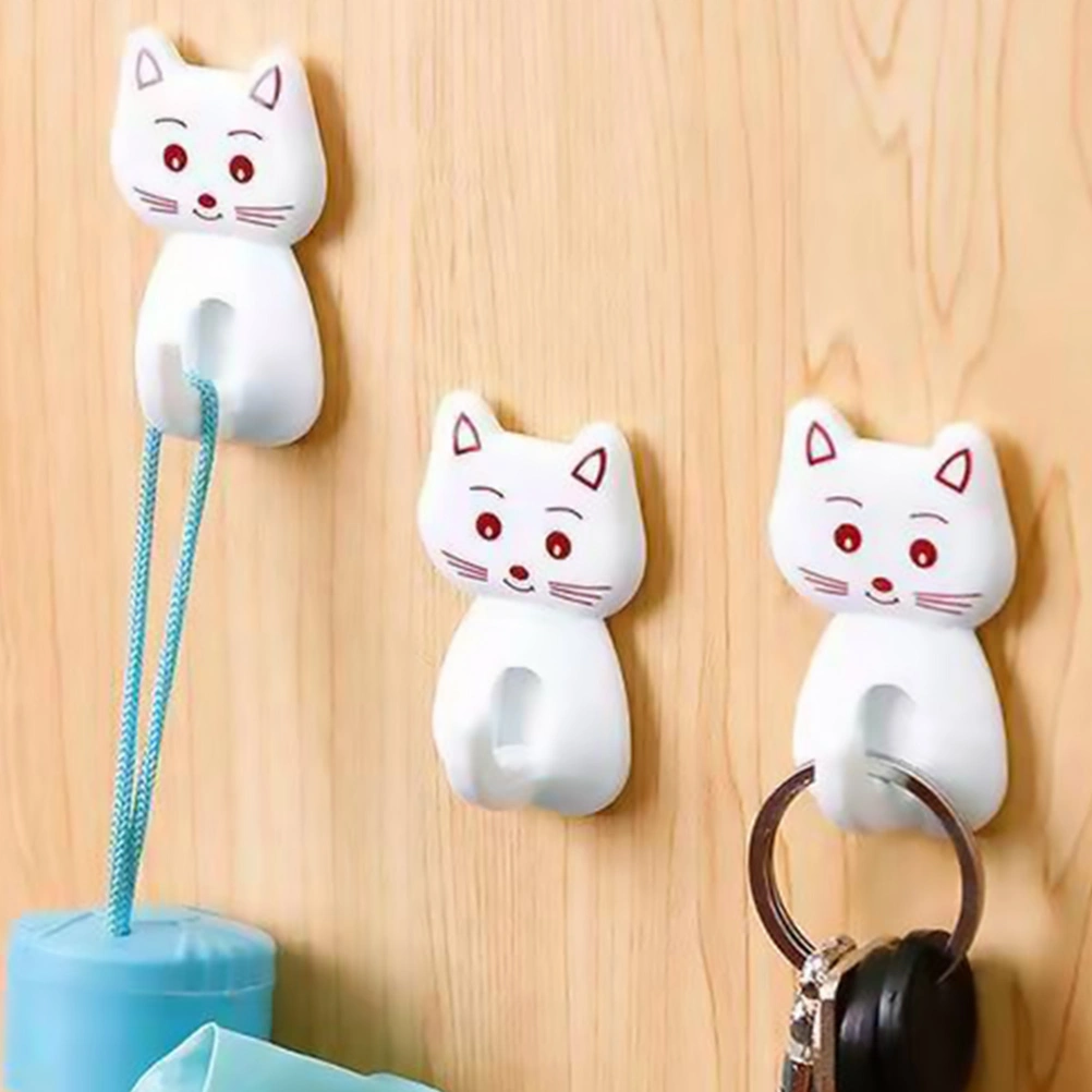 9pcs Toilet Clothes-hook Mini Storage Hook Adorable Cat Shaped Bathroom Hook