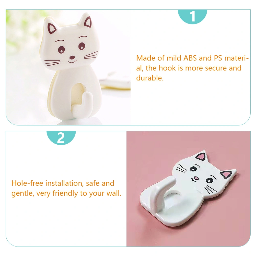 9pcs Toilet Clothes-hook Mini Storage Hook Adorable Cat Shaped Bathroom Hook