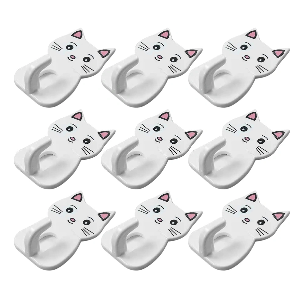 9pcs Toilet Clothes-hook Mini Storage Hook Adorable Cat Shaped Bathroom Hook