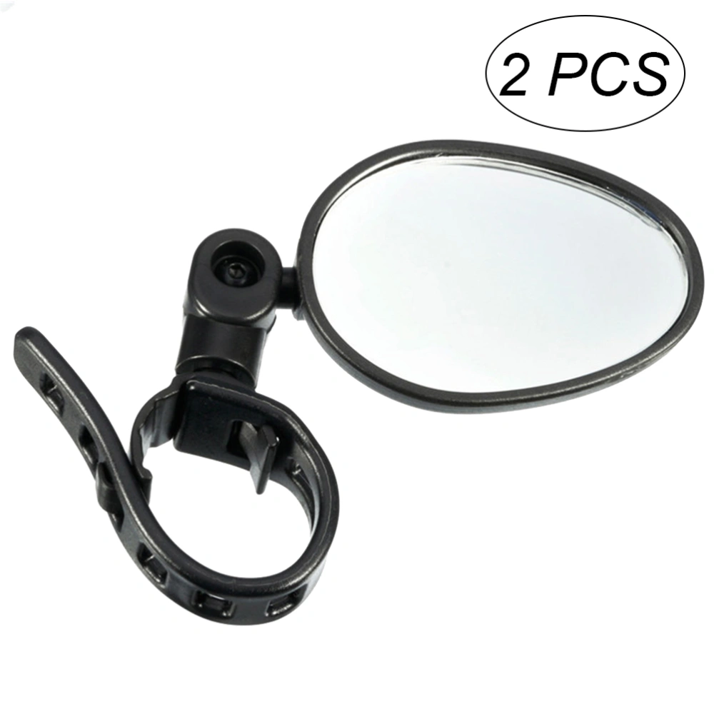 A Pair of Bike Handlebar Mirror Super Clear Blast-Resistant Lightweight Wide Angle Fully Adjustable Cycle Mirror (Black)