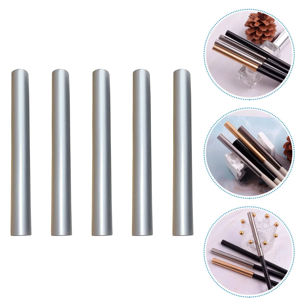 5pcs Nail Art Pen Caps Metal Sealed Nail Brushes Covers Light-proof Pen Caps