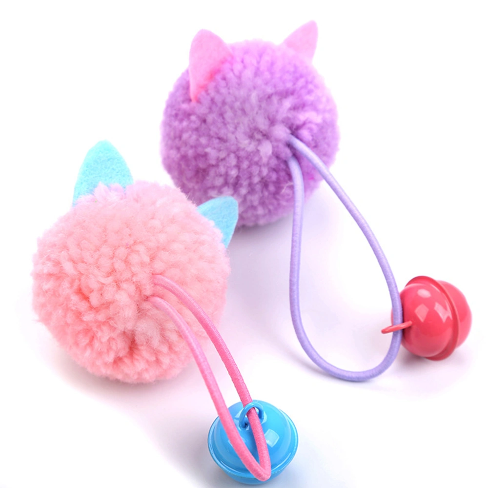 5pcs Adorable Plush Ball Molar Toy Mouse Head Cat Playing Props Cat Teaser Bell Sound Toy (Random Color)