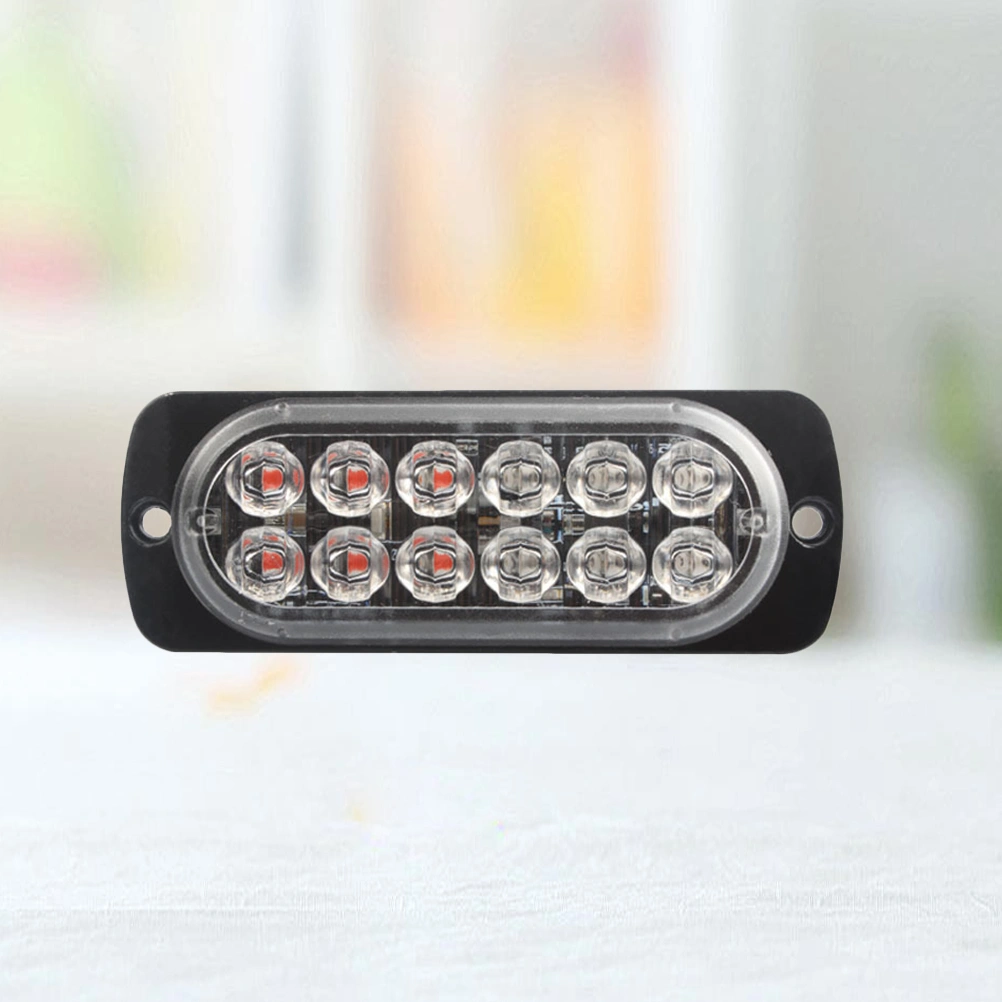 1pc 12-24V 12 LED Ultra-thin Strobe Light COB Car Beacon Lamp Truck Side Warning Light Car Flashing Police Lights Traffic Light (Red and White)