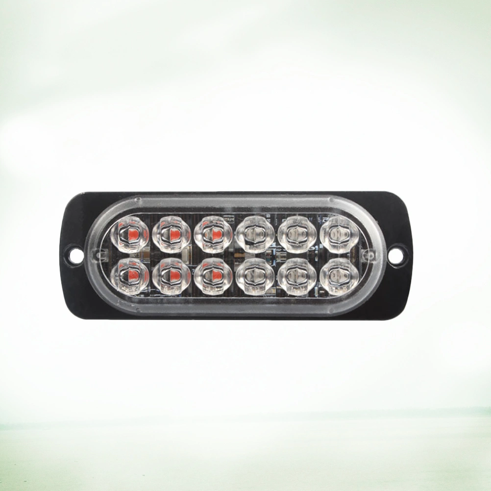 1pc 12-24V 12 LED Ultra-thin Strobe Light COB Car Beacon Lamp Truck Side Warning Light Car Flashing Police Lights Traffic Light (Red and White)