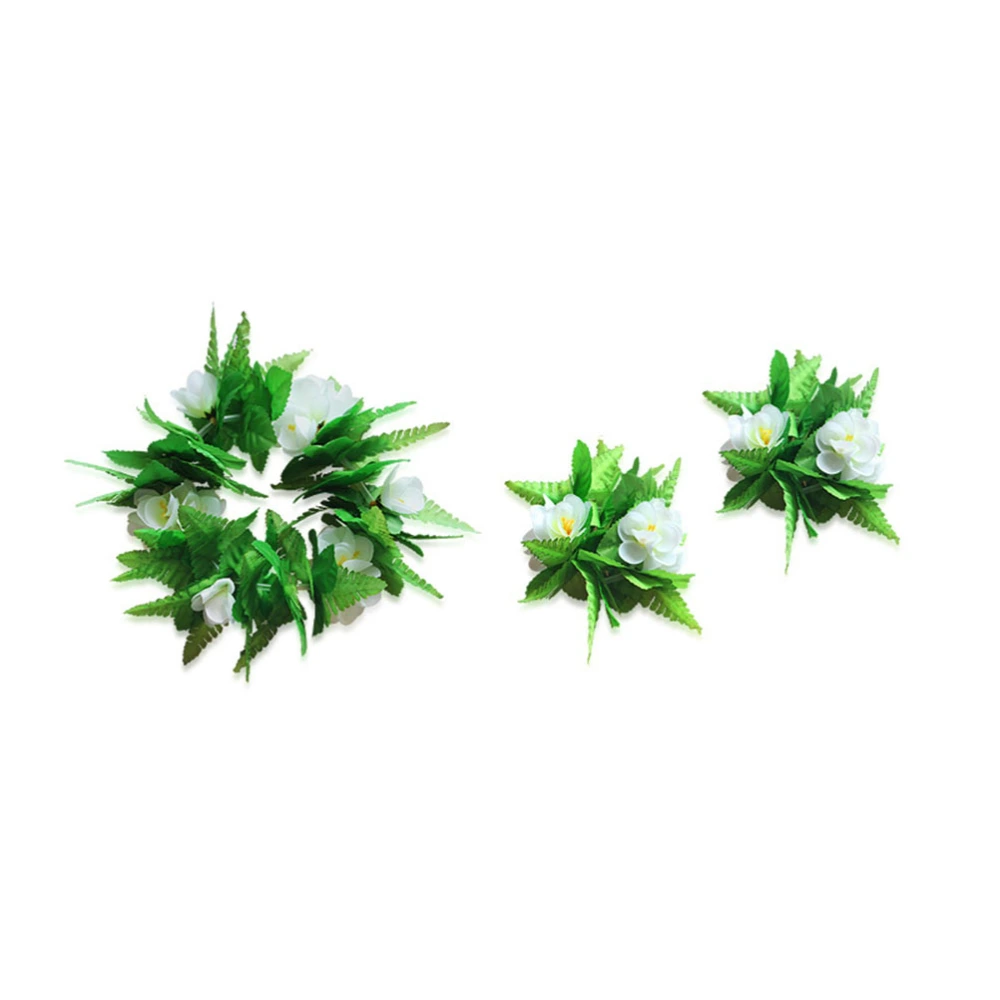 5 Pcs Green Leaf Pattern Garland Dance Skirt Party Wearing Decoration (Adult Oversized Leaf Skirt, Garland)