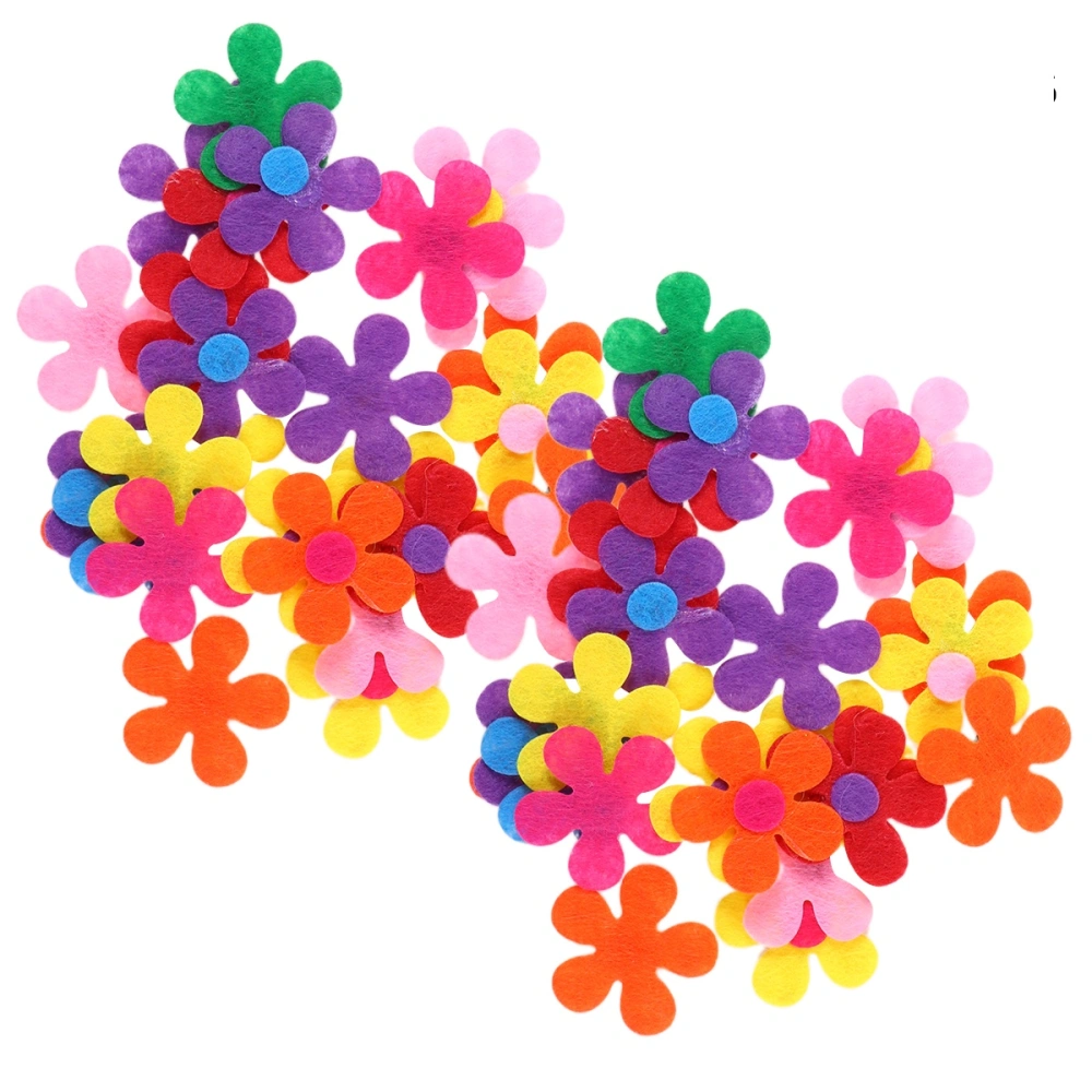 100pcs 2.8cm Handmade Flowers Non-woven Fabric Five-petal Flowers Felt Blossom Shape Plum Embellishments Fabric Supplies for DIY Crafts (Random Color)