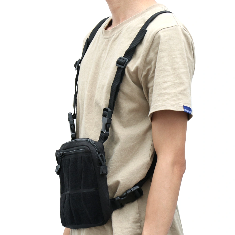 1PC Hands Free Chest Pocket Harness Bag Front Pouch for Outdoor Hiking Cycling (Black)