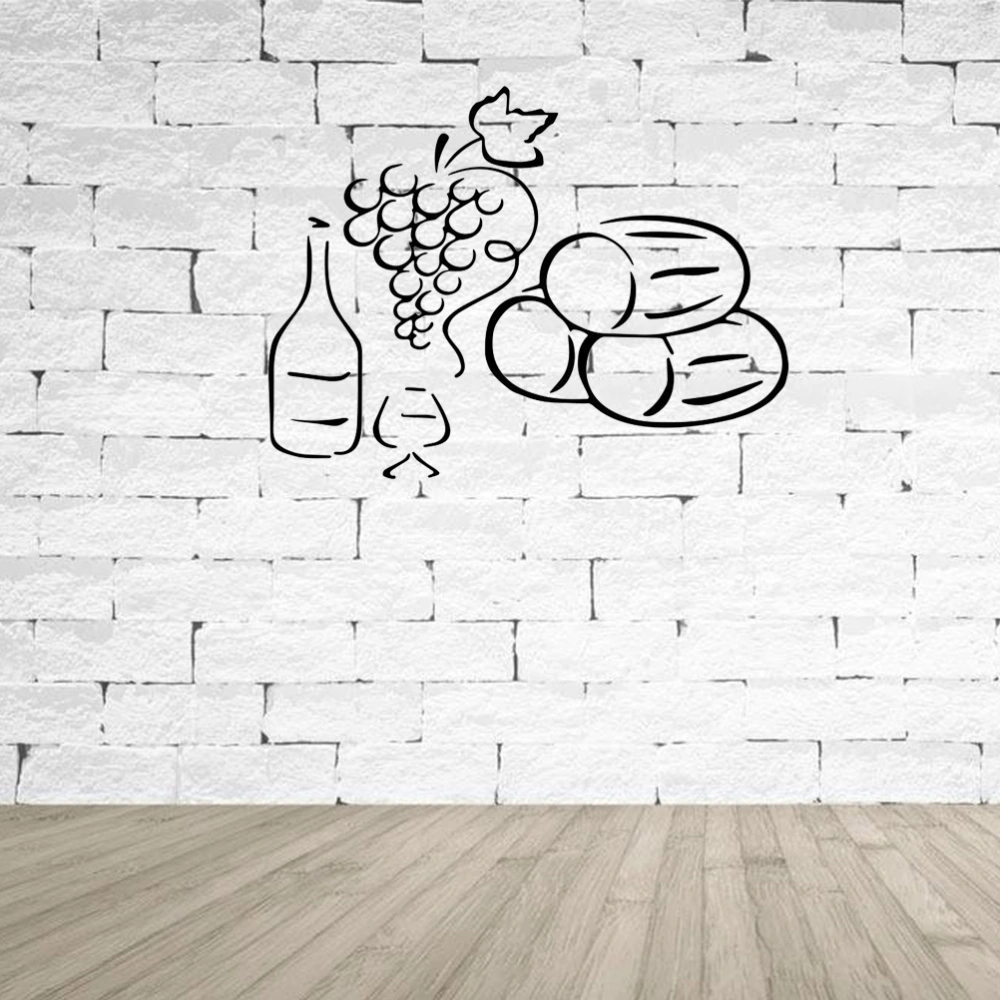 Wall Decal Wine Grapes Restaurant Kitchen Decor Vinyl Sticker Black