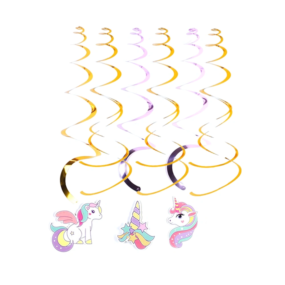 6pcs Unicorn Swirls Spiral Party Supplies Beautiful Swirls Spiral Party Decoration for Birthday (Style B)